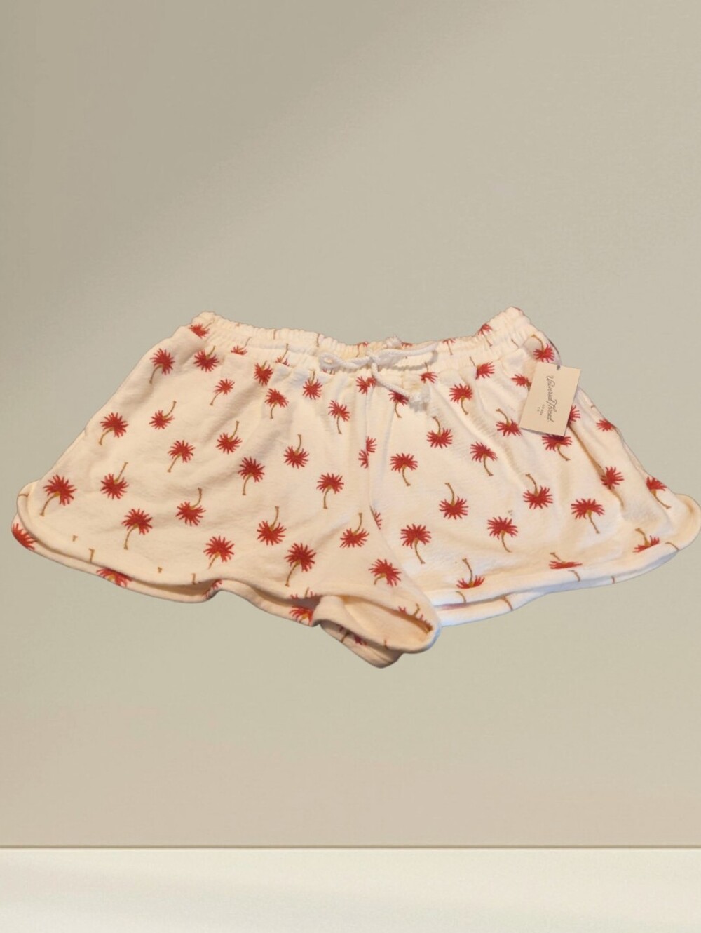 Universal Thread Cream Tropical Palm Tree Printed Shorts Size L _ New!